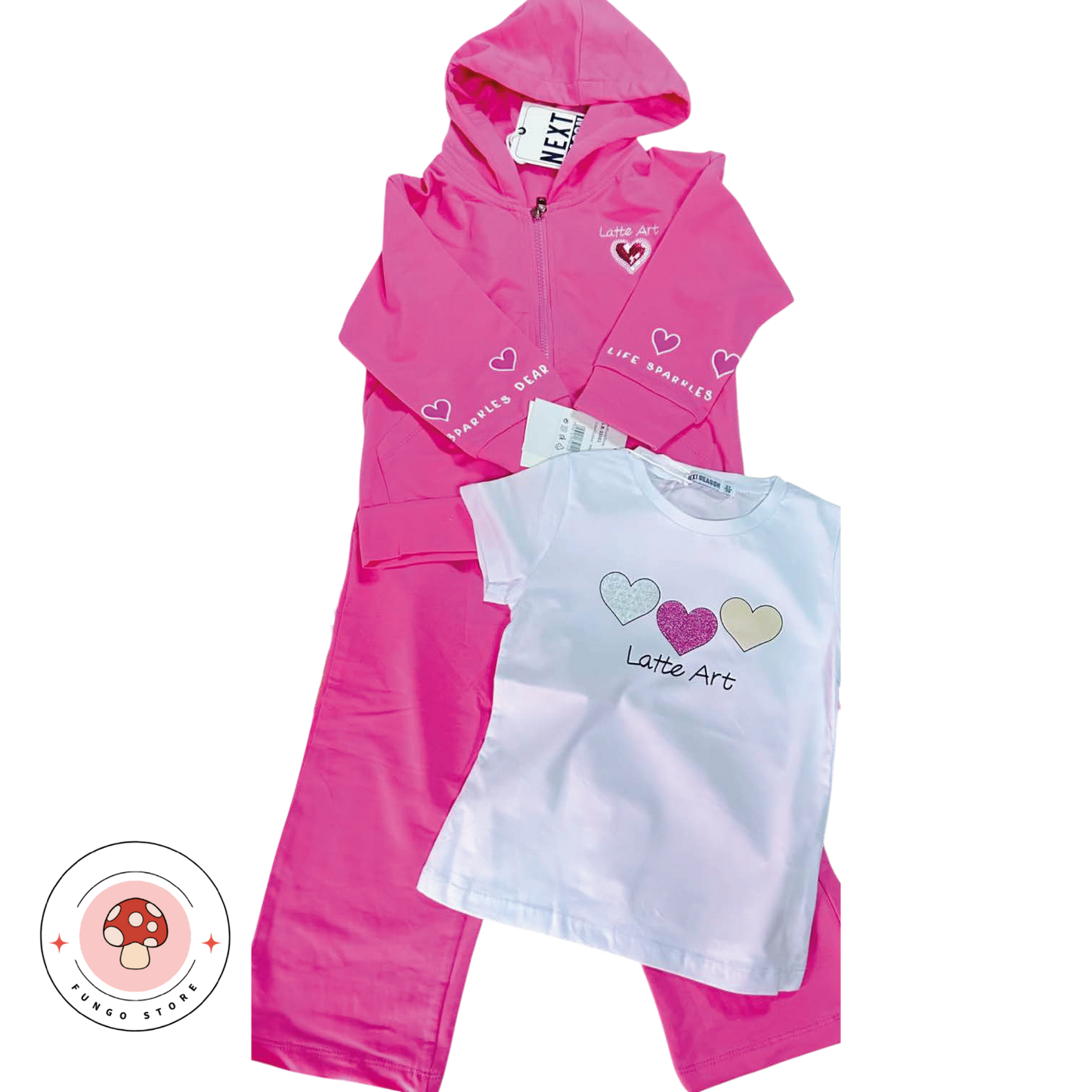 Set 3 Pezzi – Felpa, T-shirt & Pantaloni Rosa