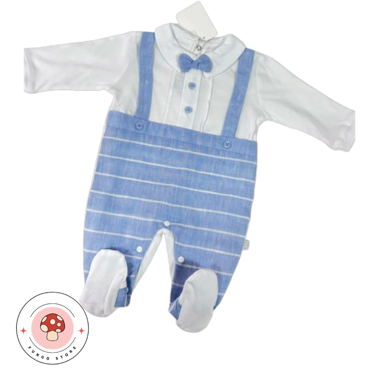 Tutina Elegante Neonato – Look Camicia & Bretelle