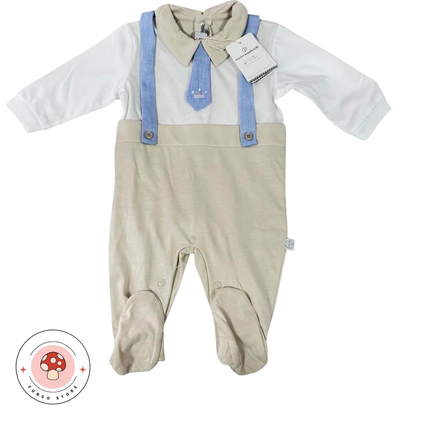 Tutina Neonato Elegante – Beige & Celeste Nazareno Gabrielli