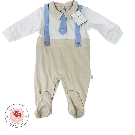 Tutina Neonato Elegante – Beige & Celeste Nazareno Gabrielli