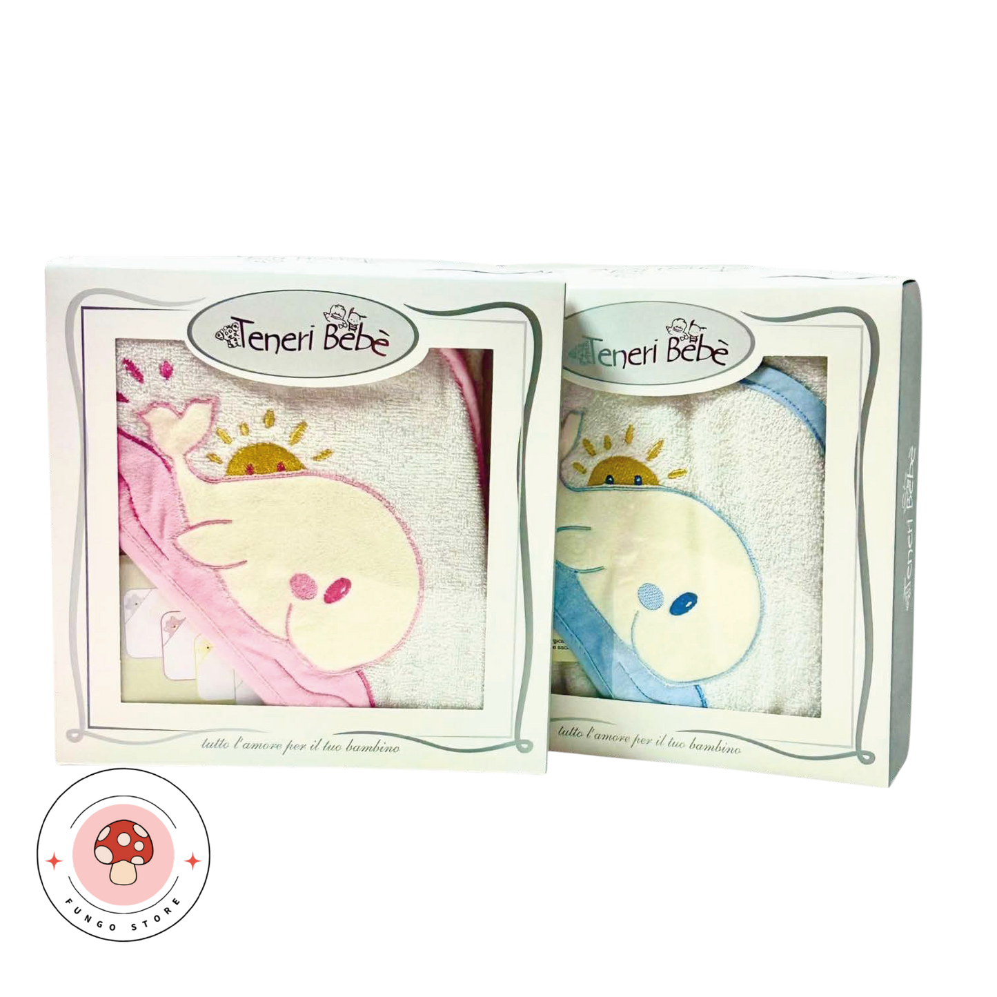 Accappatoio con Cappuccio "Balena e Sole" – Teneri Bebè