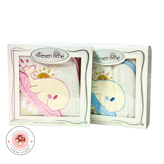 Accappatoio con Cappuccio "Balena e Sole" – Teneri Bebè