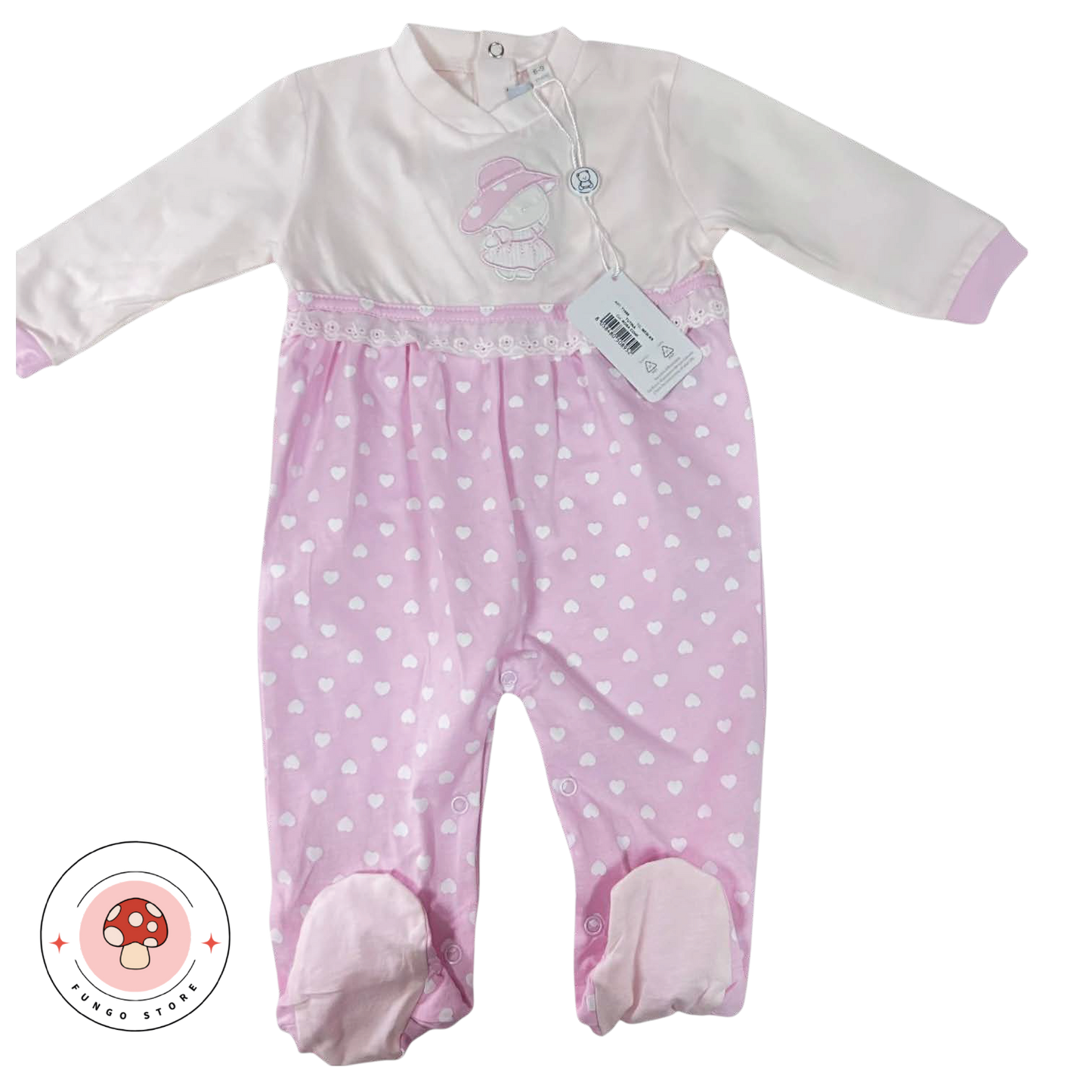 Tutina Neonato Rosa "Dolci Cuori" – 100% Cotone