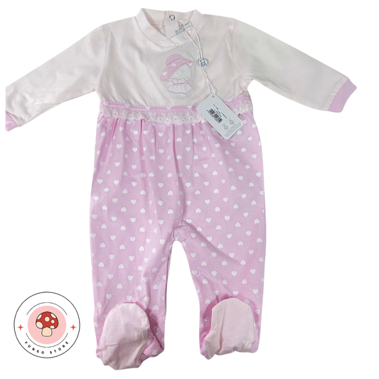 Tutina Neonato Rosa "Dolci Cuori" – 100% Cotone