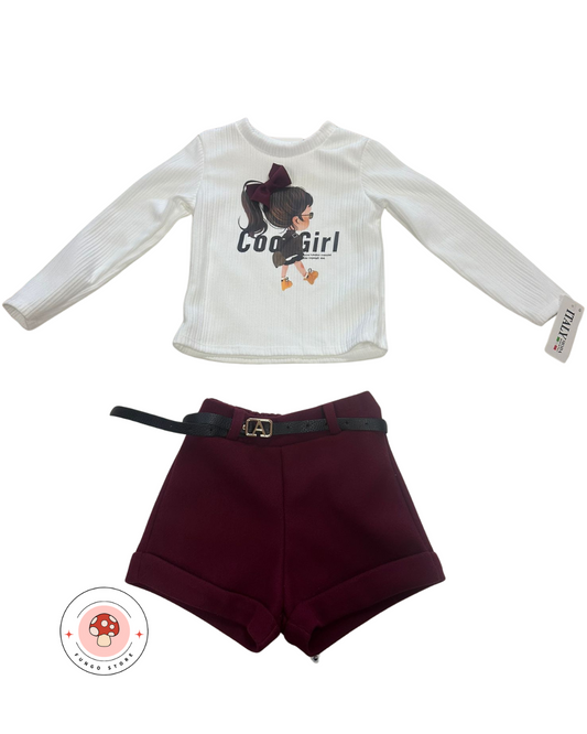 Completo Cool Girl con shorts e maglia stampata