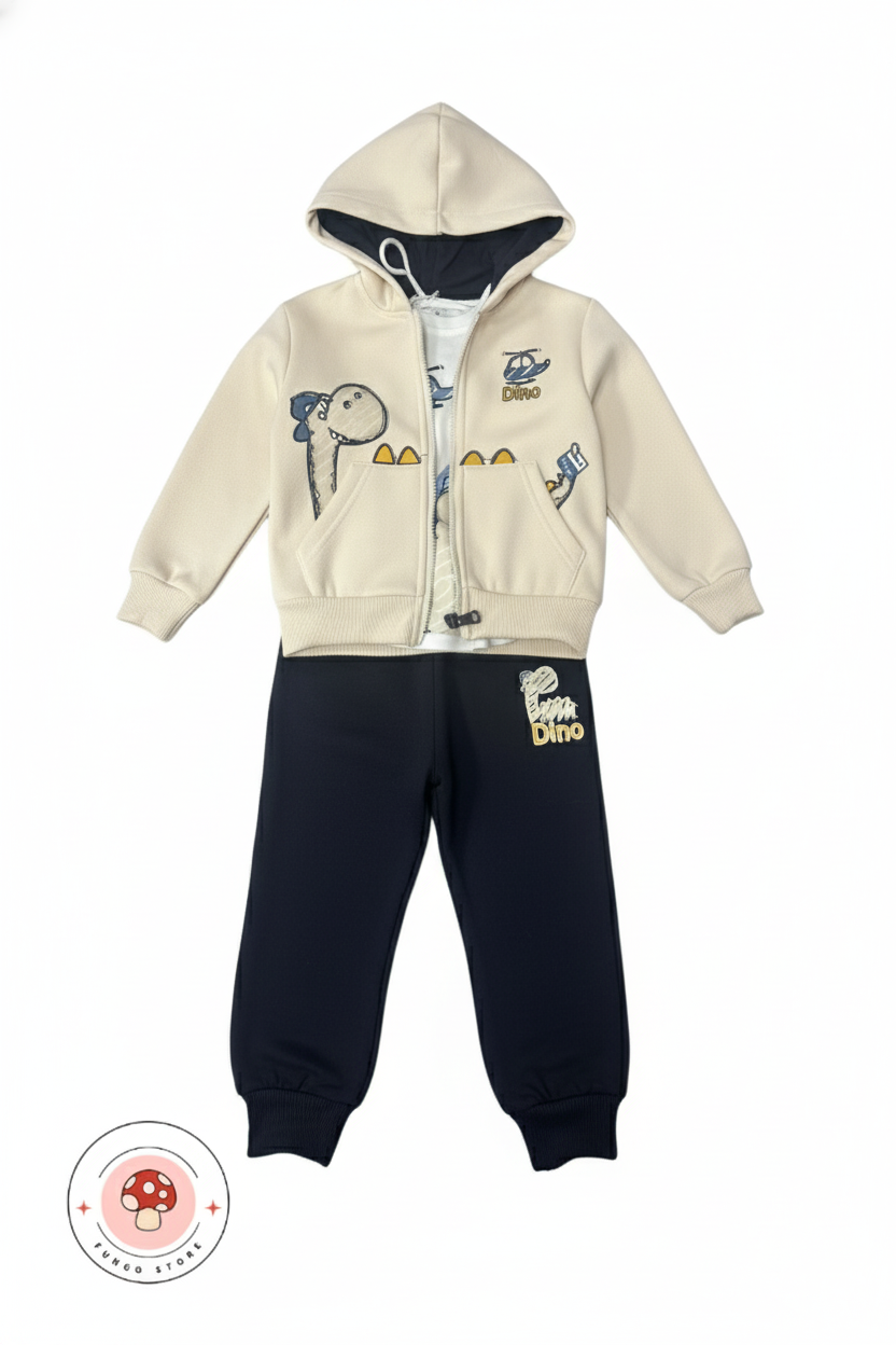 Tuta beige con dinosauro