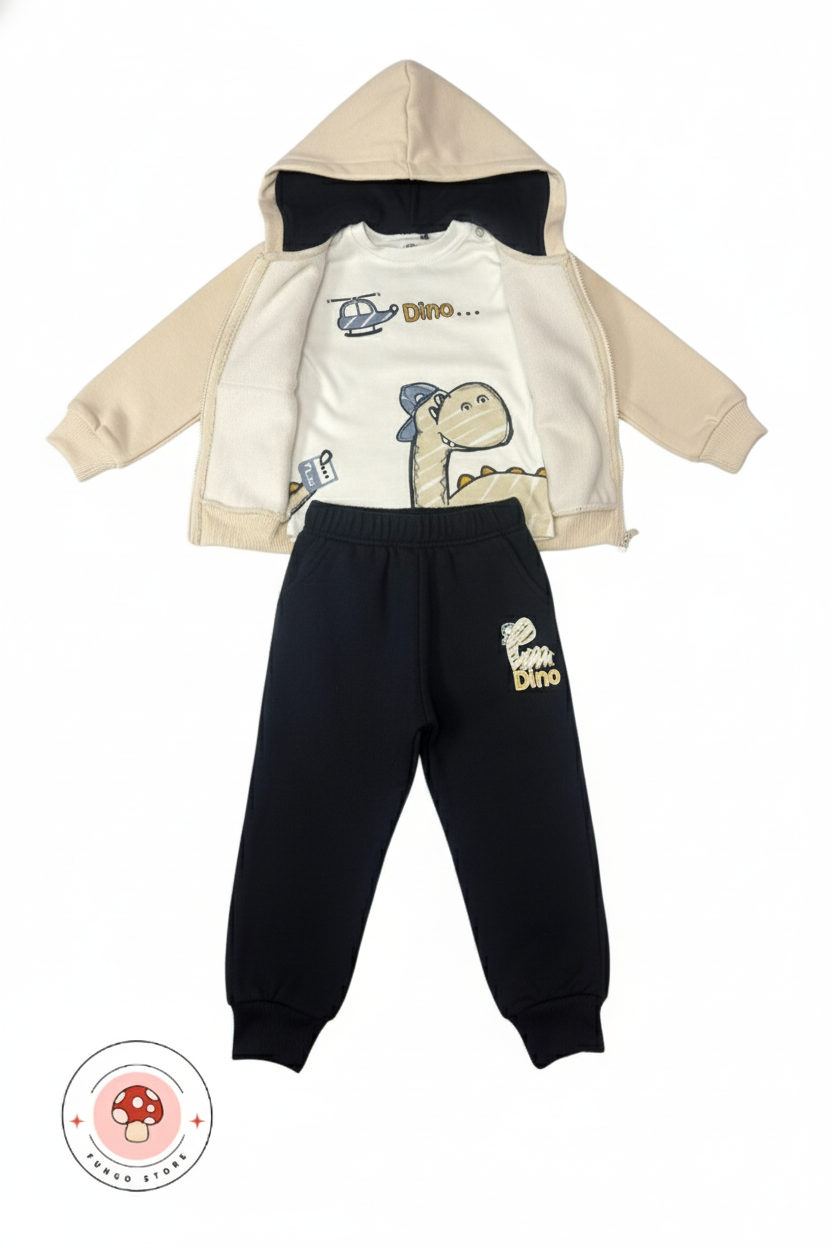 Tuta beige con dinosauro